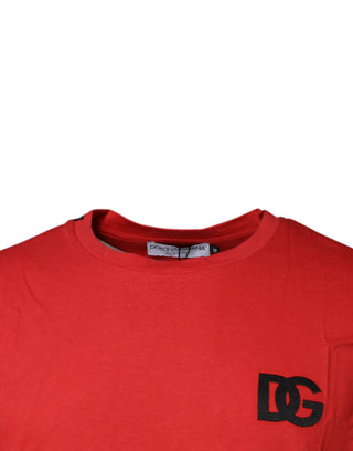 Camiseta roja de algodón DG con cuello redondo