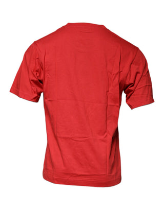 Camiseta roja de algodón DG con cuello redondo