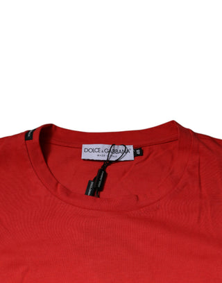 Camiseta roja de algodón DG con cuello redondo