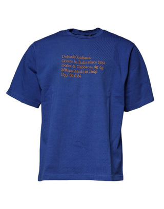 Blaues T-Shirt aus Baumwolle mit grafischem Print und Rundhalsausschnitt