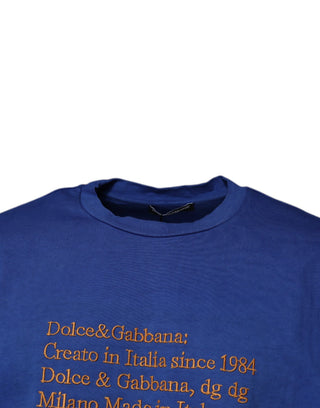 Blaues T-Shirt aus Baumwolle mit grafischem Print und Rundhalsausschnitt