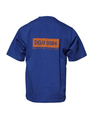 Blaues T-Shirt aus Baumwolle mit grafischem Print und Rundhalsausschnitt