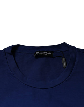 Blaues T-Shirt aus Baumwolle mit grafischem Print und Rundhalsausschnitt