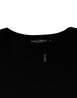 Camiseta negra sin mangas de algodón con cuello redondo