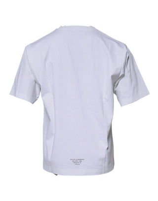 Weißes DG Logo Baumwoll-Rundhals-T-Shirt