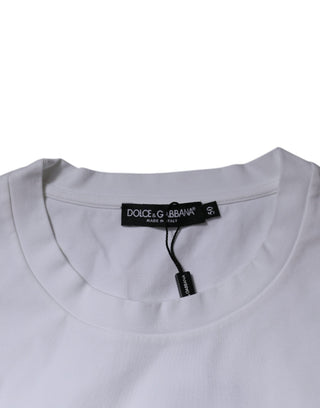 Weißes DG Logo Baumwoll-Rundhals-T-Shirt