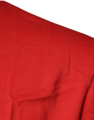 Rotes DG-Logo Baumwoll-Rundhals-T-Shirt