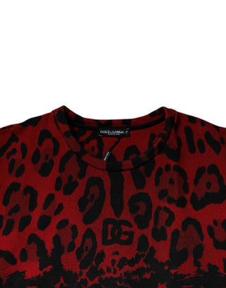 Camiseta sin mangas de algodón con estampado de leopardo rojo