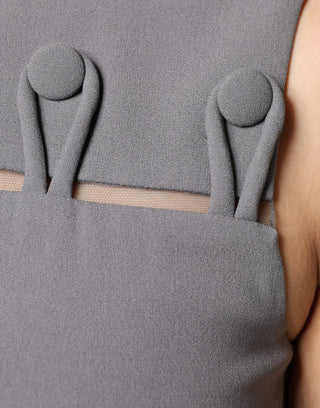 Graues ärmelloses A-Linien-Minikleid mit Rundhalsausschnitt