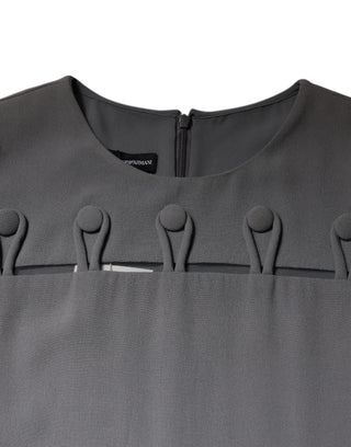 Graues ärmelloses A-Linien-Minikleid mit Rundhalsausschnitt