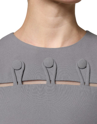 Vestido mini gris sin mangas con cuello redondo y corte en línea A