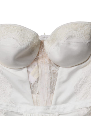 Vestido de sirena blanco con bustier sin tirantes