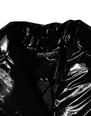 Chaqueta blusón negra de poliéster con botones