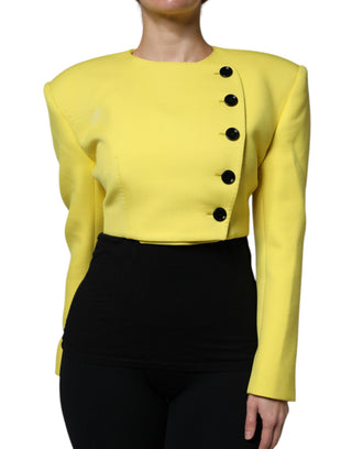 Zitronengelbe Wolljacke mit langen Ärmeln, bauchfrei