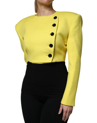 Zitronengelbe Wolljacke mit langen Ärmeln, bauchfrei