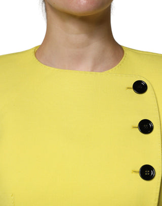 Zitronengelbe Wolljacke mit langen Ärmeln, bauchfrei