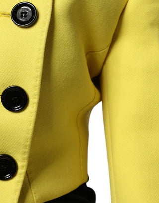 Zitronengelbe Wolljacke mit langen Ärmeln, bauchfrei