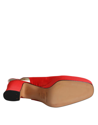 Sandalias rojas de tacón con plataforma y tira trasera
