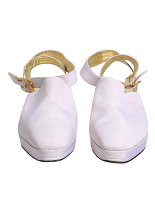 Off-White Slingback-Sandalen mit Blockabsatz