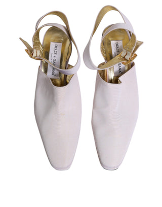 Off-White Slingback-Sandalen mit Blockabsatz