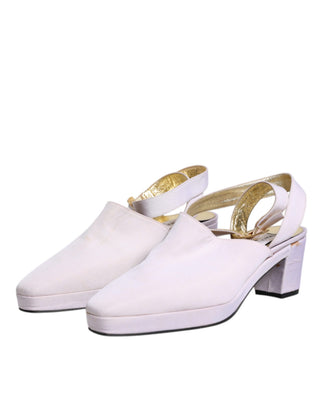 Off-White Slingback-Sandalen mit Blockabsatz