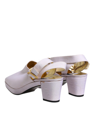 Off-White Slingback-Sandalen mit Blockabsatz