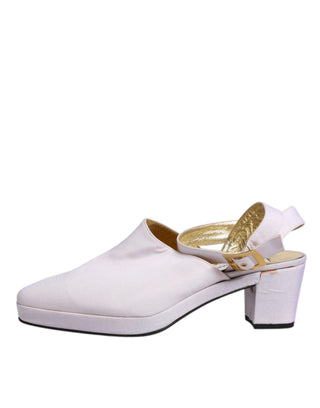 Off-White Slingback-Sandalen mit Blockabsatz
