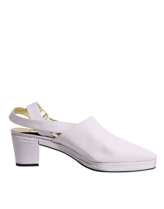 Off-White Slingback-Sandalen mit Blockabsatz