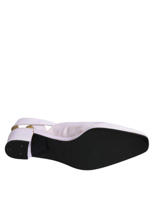 Off-White Slingback-Sandalen mit Blockabsatz