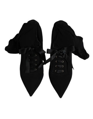 Schwarze Stiletto-Absatzstiefel Wadenhoch