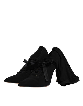 Schwarze Stiletto-Absatzstiefel Wadenhoch