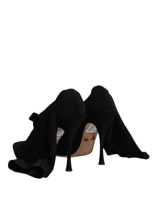 Schwarze Stiletto-Absatzstiefel Wadenhoch