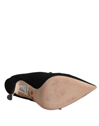 Schwarze Stiletto-Absatzstiefel Wadenhoch