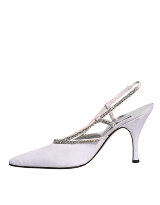 White Strass Crystal Slingbacks Pumps Shoes