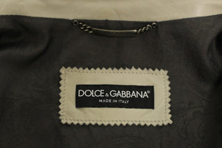 Chaqueta de Cuero Beige Biker