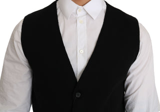 Schwarzes Baumwollkleid Gewebte Weste