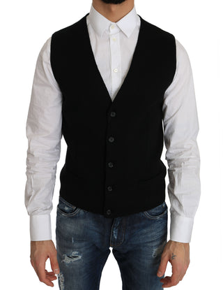 Schwarzes Baumwollkleid Gewebte Weste