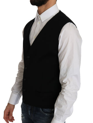 Schwarzes Baumwollkleid Gewebte Weste