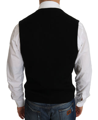 Schwarzes Baumwollkleid Gewebte Weste