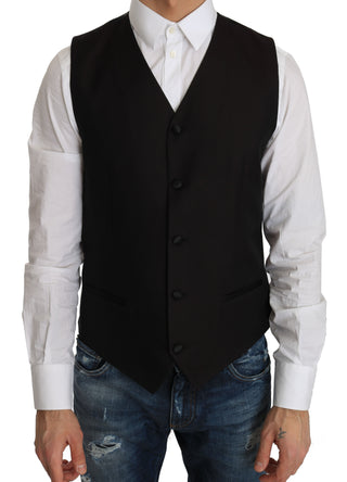 Chaleco de vestido de seda negra