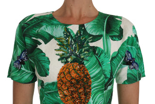 Vestido de cristal de piña con hojas de plátano en A