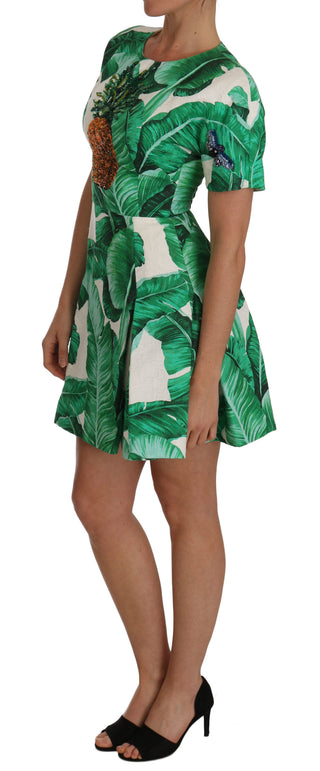Vestido de cristal de piña con hojas de plátano en A