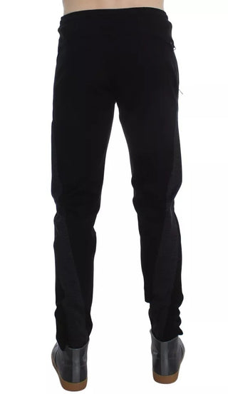 Pantalones casuales de lana gris y negro con rayas