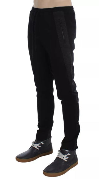 Pantalones casuales de lana gris y negro con rayas