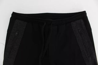 Pantalones casuales de lana gris y negro con rayas