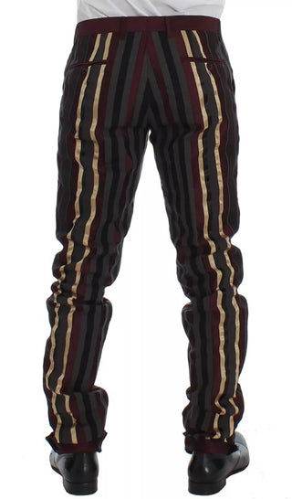 Traje de chaleco ajustado de 3 piezas con rayas multicolor para pasarela