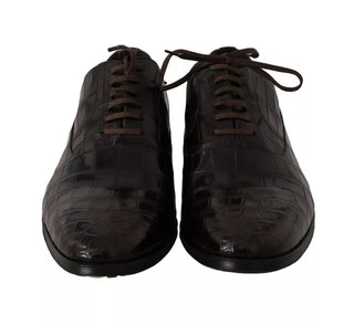 Braune, gemusterte Leder-Businessschuhe