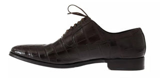 Braune, gemusterte Leder-Businessschuhe