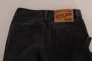 Pantalones vaqueros ajustados de algodón negro D&G