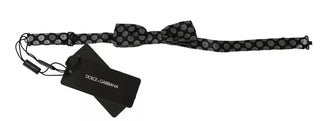 Dark Gray Silk Circles Men Necktie Bow Tie